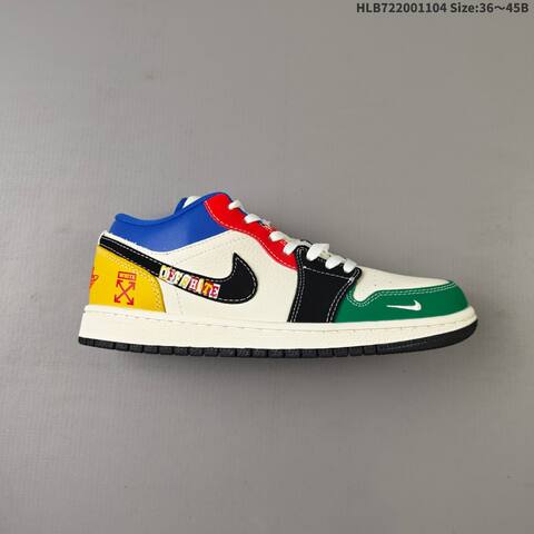 Jordan Air Jordan 1 Low White Green Black Red Blue Yellow EU 36-45 Basketball - Unisex (BS-63921)