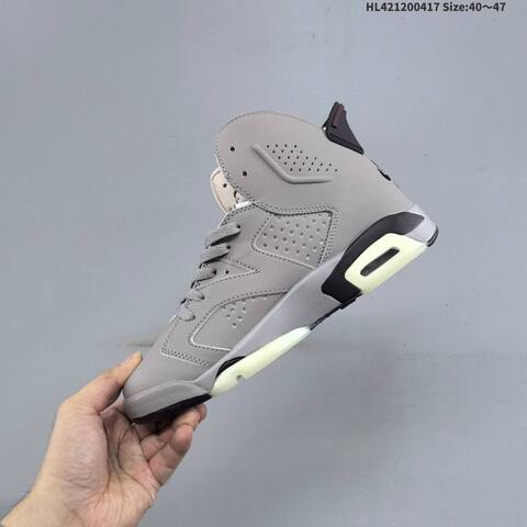 Jordan Air Jordan 6 Retro Grey Black Cream 40 47 Basketball - Men's (BS-66146)