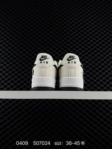 Nike Air Force 1 07 Off-white Black With Metallic Chrome Swoosh EU 36-45 Half Sizes Available Lifestyle - Unisex BS-72219
