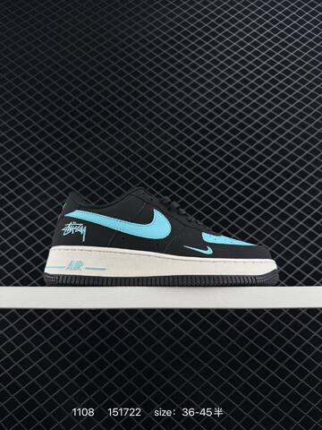Nike Air Force 1 Low Black White Light Blue 36-45 5 Lifestyle - Unisex (BS-74303)