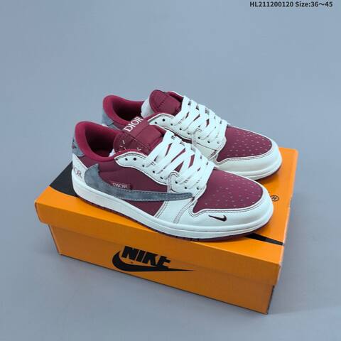Nike Air Jordan 1 Burgundy White Gray Black 36 45 Lifestyle - Unisex (BS-66917)