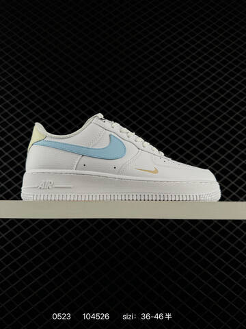Nike Air Force 1 Low White Black Gold Light Blue Pale Yellow EU 36-46 Lifestyle - Unisex (BS-71269)