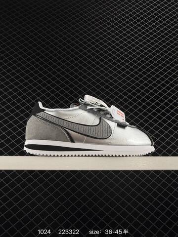 Nike Classic Cortez Black White And Silver Grey EU 36-45 5 Casual - Unisex (BS-74601)