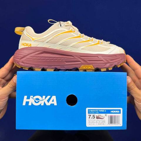 HOKA Mafate Three 2 Cream Orange Mauve Tan Trail Shoe Trail Running Sneakers BS-86806
