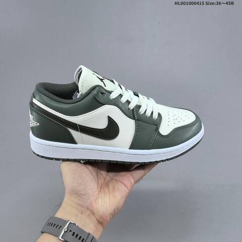 Jordan Air Jordan 1 Low White Olive Green Black 36 45 Lifestyle - Unisex (BS-66186)