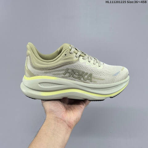 HOKA ONE ONE Bondi 9 Light Olive Pale Yellow Black EU 36-45 Running Shoe Running Sneakers Unisex BS-69420