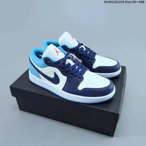 Jordan Air Jordan 1 Low White Navy Blue Light Blue 36 46 Basketball - Unisex (BS-67217)