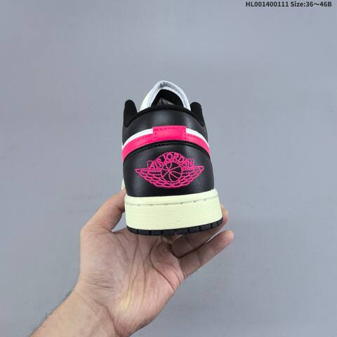 Jordan Air Jordan 1 Low White Black Pink 36 46B Lifestyle - Women's (BS-67007)