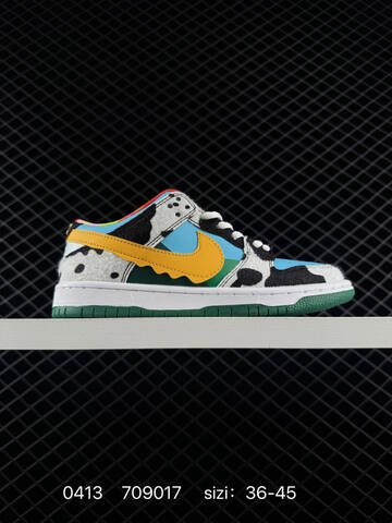 Nike SB Dunk Low Pro Ben Jerry s Chunky Dunky Blue Fury Chunky Dunky Cow Print Yellow Swoosh Green Outsole Multicolor Accents EU 36-45 Skate - Unisex (BS-72146)