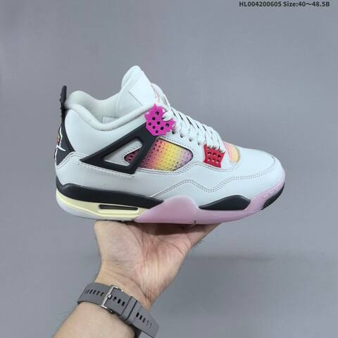Jordan Air Jordan 4 Retro Comic White Black Pink Yellow Gradient EU 40-48 5 Basketball - Men's (BS-65803)