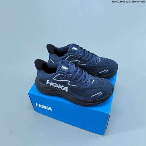 HOKA ONE ONE Clifton 10 Navy Blue Black Silver EU 40-45 Running Shoe Running Sneakers - Men's (BS-69336)