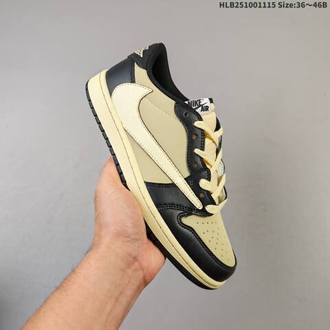 Nike Air Jordan 1 Low OG x Travis Scott Black Sail Cream 36 46B Casual - Women's (BS-63672)