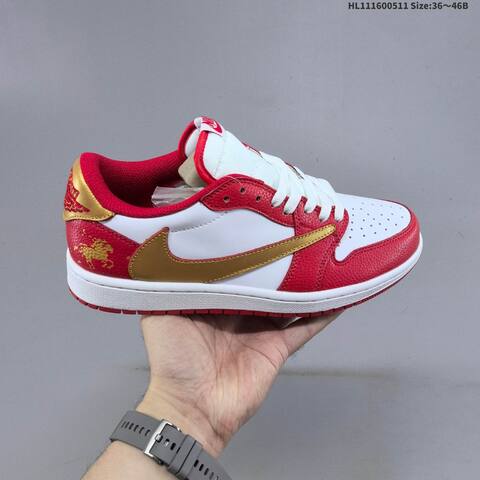 Nike Air Jordan 1 Low White Red Gold 36 46B Casual - Women's (BS-65994)