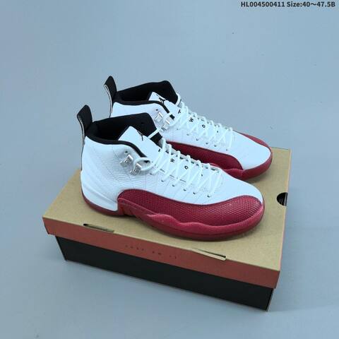 Jordan Air Jordan 12 Retro White Red Black 40 47 5 Basketball - Men's (BS-66248)