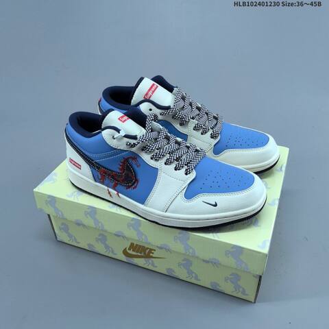 Nike Air Jordan 1 Low Green And White 36 45B Casual - Women's (BS-67187)