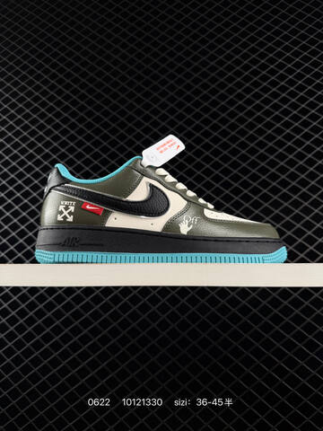 Nike Air Force 1 07 Low Off White Beige Black Neon Green Olive White Cyan EU 36-45 Sneaker - Unisex BS-70655