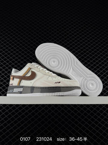 Nike Air Force 1 Low Cream White With Brown And Tan Accents 36-45 Lifestyle - Unisex (BS-73263)
