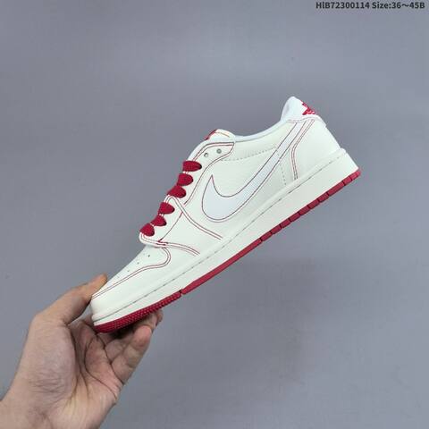 Nike Air Jordan 1 Low White Varsity Red 36 45 Casual - Unisex (BS-66973)