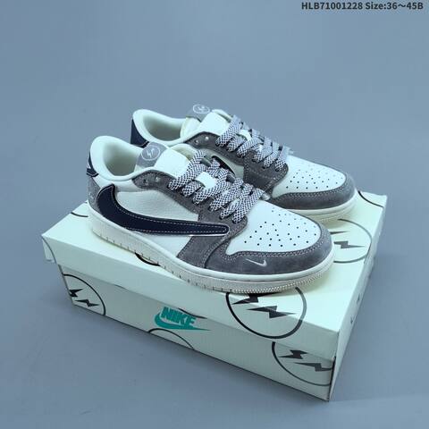 Nike Air Jordan 1 x Travis Scott White Grey Navy 36 45 Lifestyle - Unisex (BS-62362)