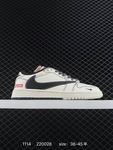 Jordan Air Jordan 1 Low OG SP Supreme Sail Black Light Brown Red EU 36-45 Skate Shoe - Unisex BS-80277