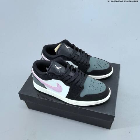 Jordan Air Jordan 1 Low Black White Gray Pink 36 46 Basketball - Unisex (BS-66040)