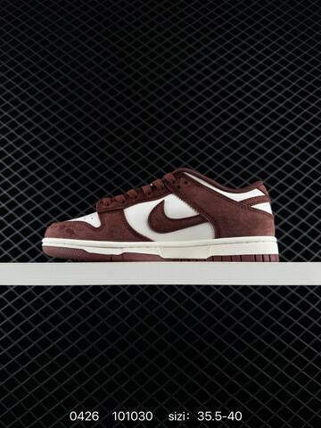 Nike Dunk Low Sail Burgundy White And Brown Suede With Gold Mini Swoosh EU 35 5-40 Lifestyle - Unisex (BS-71855)