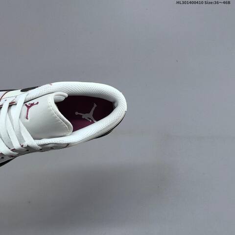Jordan Air Jordan 1 Low White Black Burgundy 36 46B Basketball - Women's (BS-66251)