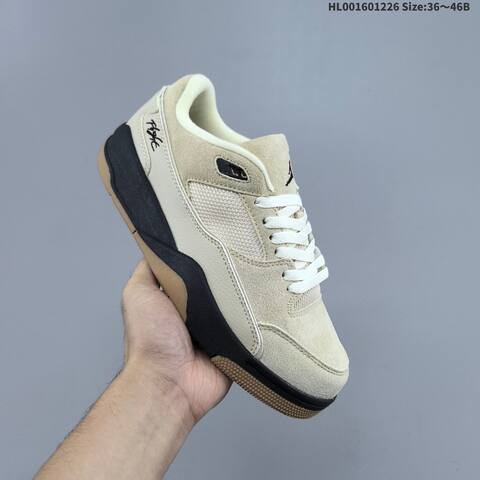 Jordan Flight Court Light Beige Cream With Black And Gum EU 36-46 Casual - Unisex (BS-67258)