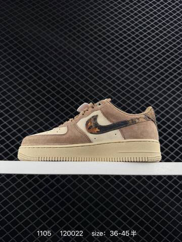 Nike Air Force 1 07 Beige Tan Suede And Cream With Brown Orange Monogram Swoosh 36-45 Lifestyle - Unisex (BS-74363)