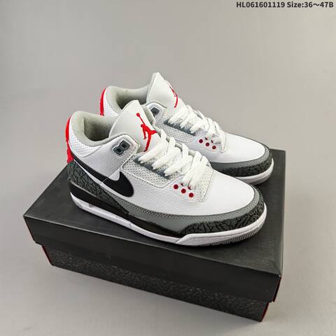 Jordan Air Jordan 3 Retro White Red EU 36-47 Basketball - Unisex (BS-63440)