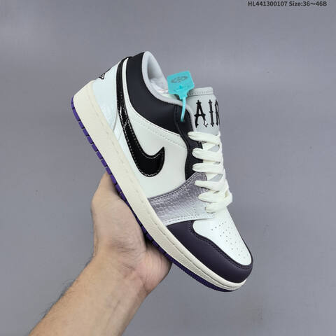 Jordan Air Jordan 1 Low White Black Purple EU 36-46 Casual - Unisex (BS-67062)