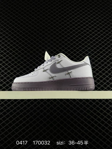 Nike Air Force 1 White With Light Purple Accents Dark Purple Outsole And Midsole EU 36-45 Lifestyle - Unisex (BS-72032)
