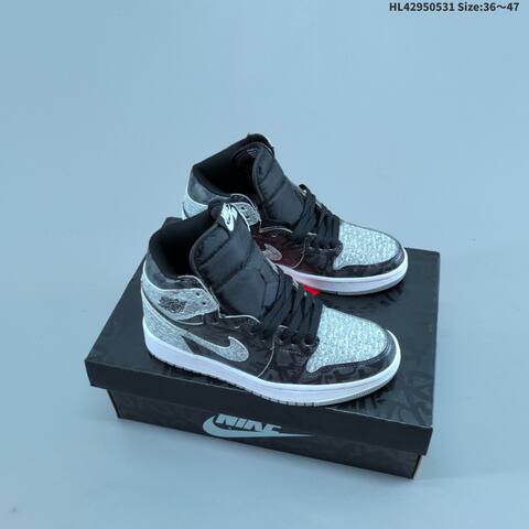 Jordan Air Jordan 1 Retro High OG Black White Gray Purple 36 47 Casual - Unisex (BS-65835)
