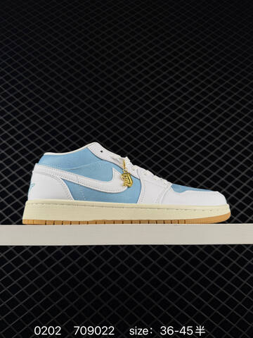 Jordan Air Jordan 1 Low White Grey Blue Cream EU 36-45 Sneaker - Unisex (BS-79726)