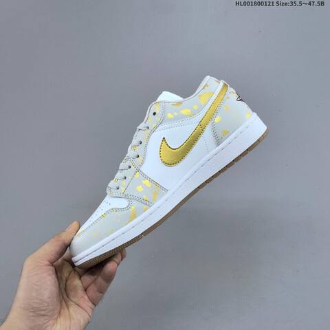 Jordan Air Jordan 1 Low White Light Gray Gold 35 5 47 5 Lifestyle - Unisex (BS-66897)