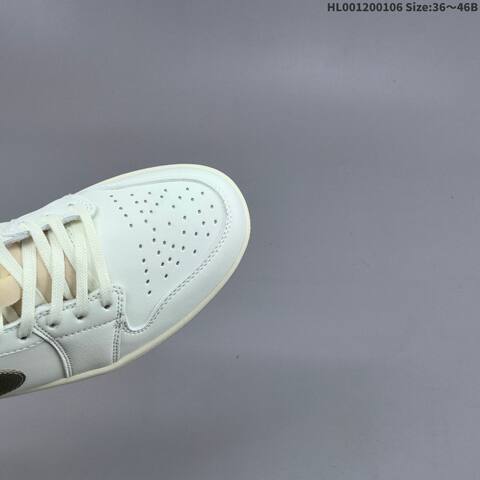 Jordan Air Jordan 1 Low White Cream Metallic Team Gold 36 46B Casual - Women's (BS-67082)