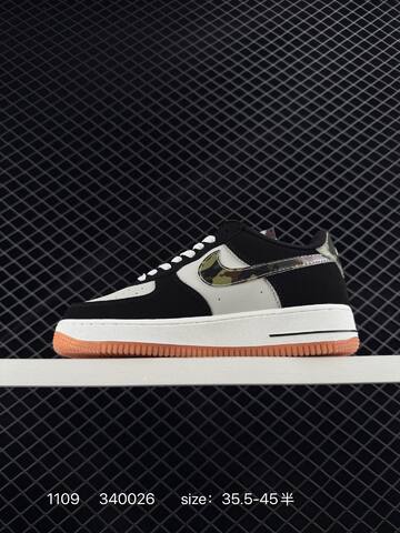 Nike Air Force 1 07 Black White Camouflage Orange 35 5-45 5 Casual - Unisex (BS-74287)