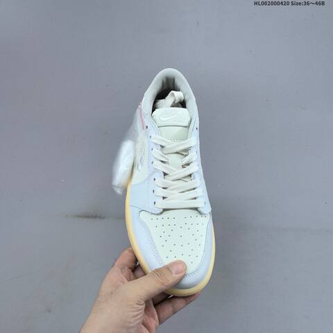 Jordan Air Jordan 1 Low OG Floral Swoosh Light Blue White With Floral Embroidered Swoosh And Gum Sole EU 36-46 Casual - Unisex (BS-66120)