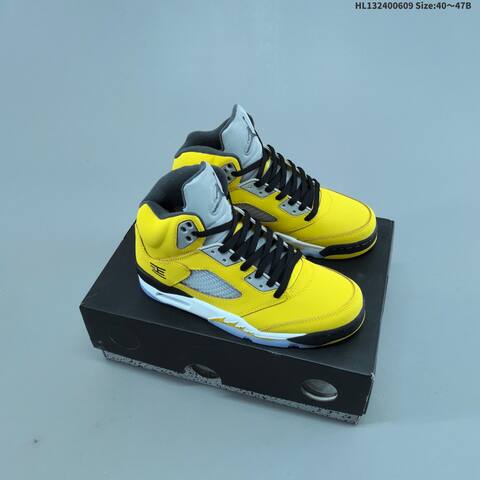 Jordan Air Jordan 5 Retro Black Blue Grey 40 47B Basketball - Men's (BS-65787)