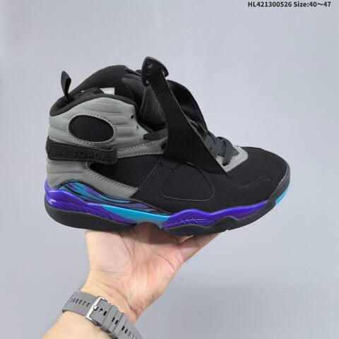 Jordan Air Jordan 8 Retro Black Grey With Blue And Purple Accents EU 40-47 Basketball - Men's (BS-65863)