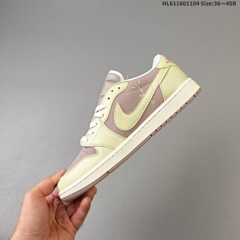 Nike Air Jordan 1 Low x Travis Scott Mauve Pink And Pale Yellow Cream EU 36 45 Lifestyle - Unisex (BS-63923)