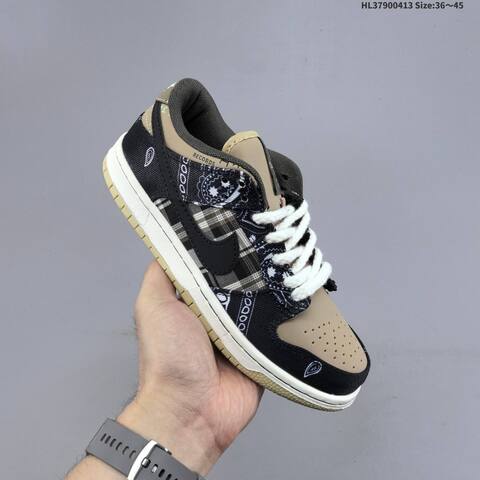 Nike Travis Scott x SB Dunk Low Black Khaki White Beige EU 36-45 Skate Shoe - Unisex BS-60766