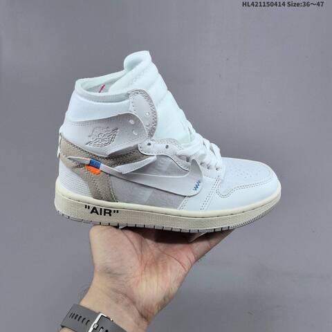 Nike Air Jordan 1 Retro High OG x Off-White White Grey Sail 36 47 Basketball - Unisex (BS-66189)