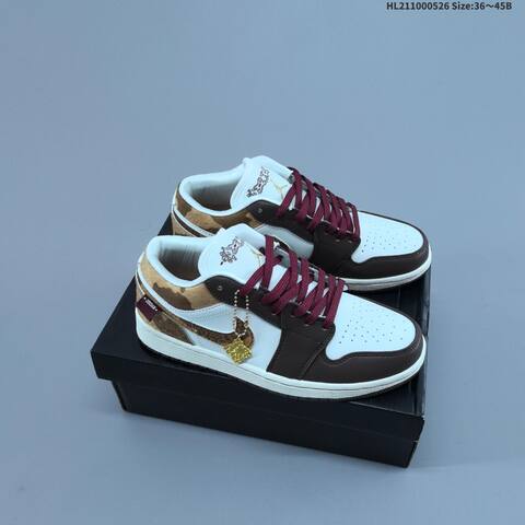 Jordan Air Jordan 1 Low White Brown Gold Burgundy EU 36-45 Lifestyle - Unisex (BS-65878)