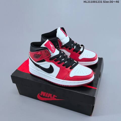Nike Air Jordan 1 Retro Mid Red White Black EU 36-46 Basketball - Unisex (BS-67151)
