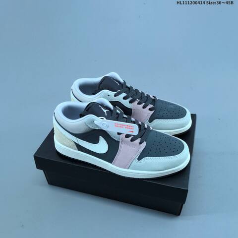 Nike Air Jordan 1 Low Black Grey Pink White 36 45 Basketball - Unisex (BS-66196)