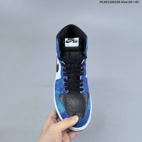 Nike Air Jordan 1 High OG Black Blue White Tie-dye 36 45 Basketball - Unisex (BS-67039)