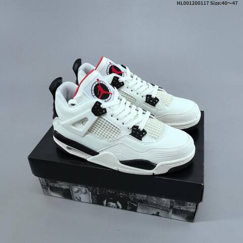 Jordan Air Jordan 4 Retro White Black Red EU 40-47 Basketball - Men's (BS-66950)