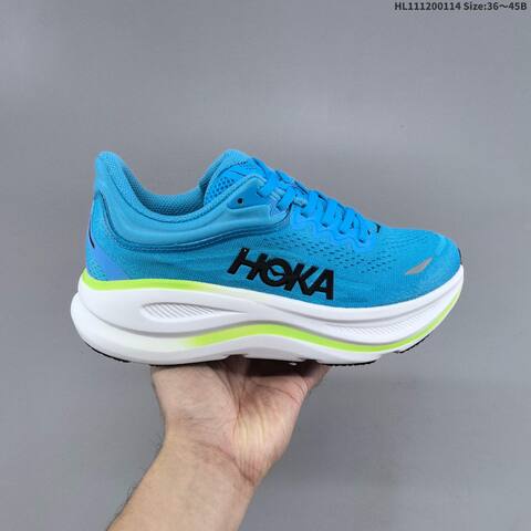 HOKA Bondi 9 Blue White Neon Green Black EU 36-45 Running Shoe Running Sneakers Unisex BS-69402
