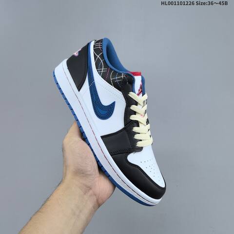 Jordan Air Jordan 1 Low Black White Blue Red 36 45B Basketball - Women's (BS-67264)
